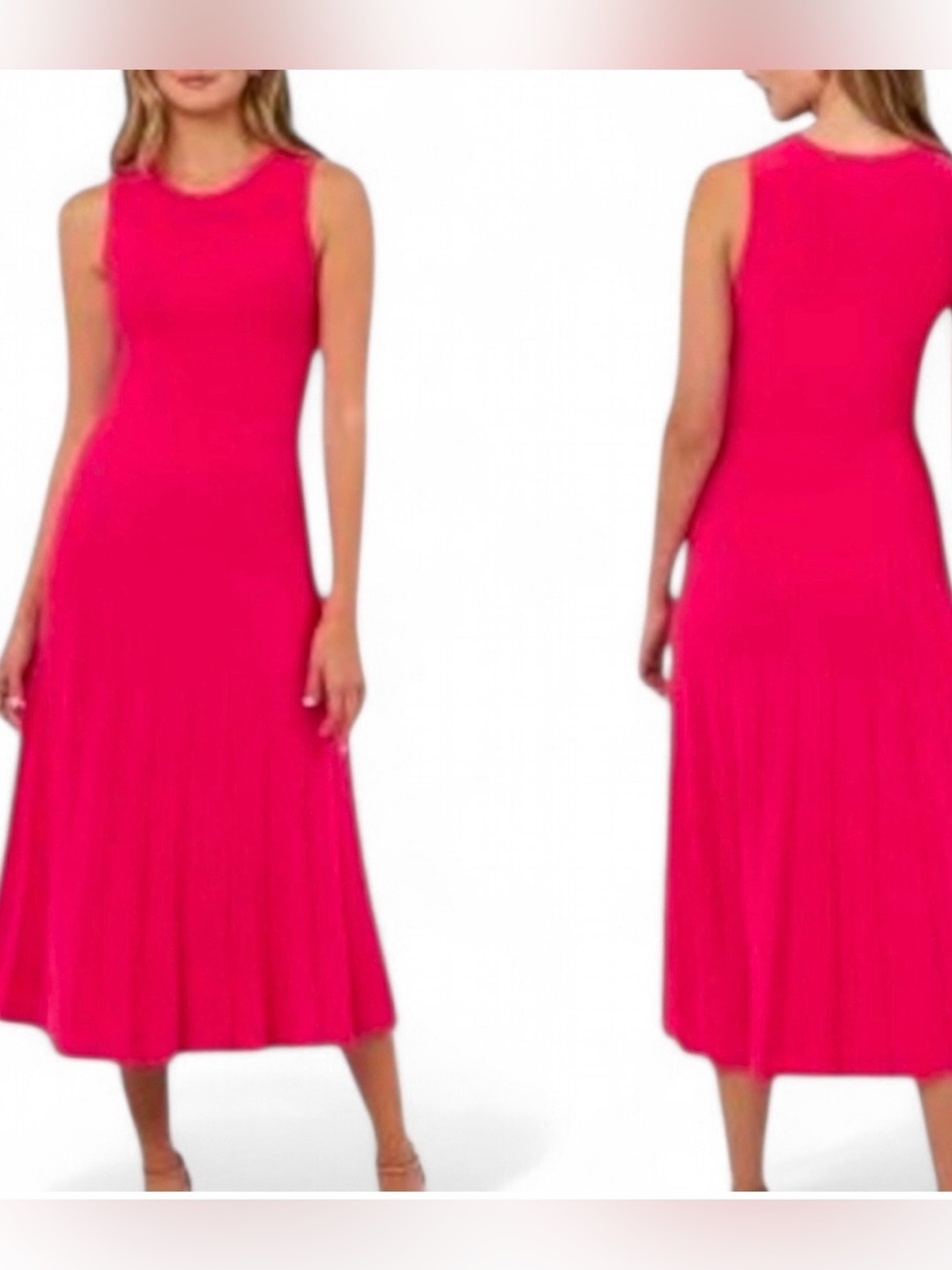 Edited Women's Sleeveless Fitted A-Line Midi Dress - Hot Pink